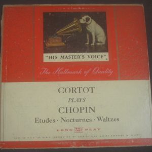 ALFRED CORTOT – CHOPIN ETUDES NOCTURNES & WALTZES HMV LHMV 1032 LP USA RARE !