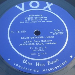 BEETHOVEN VIOLIN CONCERTO OISTRAKH / GAUK VOX PL 16.150 lp 1962 EX