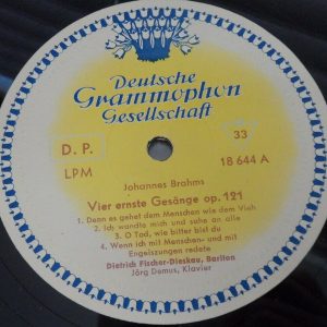 BRAHMS 4 serious songs DVORAK Biblical Fischer-Dieskau Demus DGG 18644 Tulip lp
