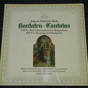 Bach Cantatas BWV 1 & 4 Fischer-Dieskau Mathis Richter Archiv 198 465 LP EX