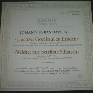 Bach Cantatas BWV 51 / 202 Richter Stader Buchner Archiv 198 027 lp EX