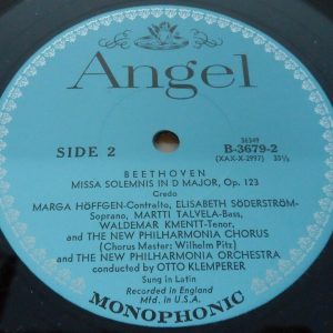 Beethoven ?- Missa Solemnis Klemperer Soderstrom Angel B-3679 2 LP Box 1965 ex