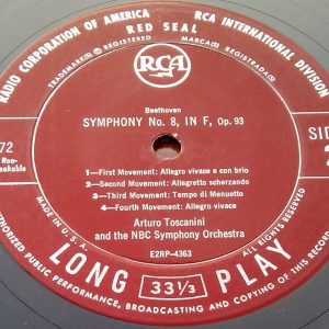 Beethoven Symphonies Nos. 5 & 8  Toscanini  RCA L 16472 USA 50’s LP
