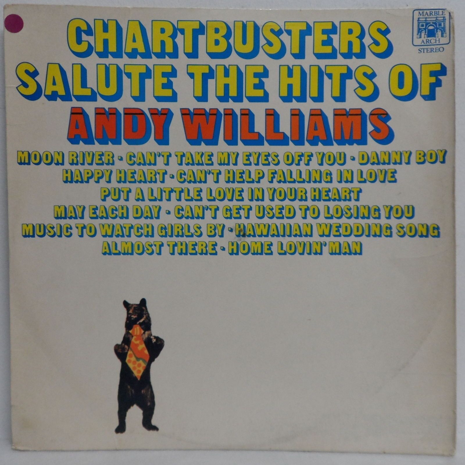 Chartbusters – Salute The Hits Of Andy Williams LP 1971 pop Marble Arch Israel