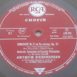 Chopin Piano Concerto No. 2 Rubinstein / Wallenstein RCA 630501 ( LM 2265 ) LP