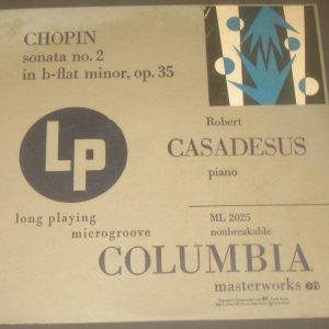 Chopin Piano Sonata No. 2 Robert Casadesus Columbia ML 2025 Blue label LP 10″