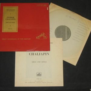 Feodor Chaliapin Arias And Songs  EMI COLH HMV LP