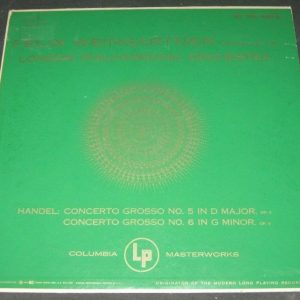 HANDEL Concerto Grosso No. 5 6 WEINGARTNER COLUMBIA ML 4676 Blue label ED1 lp