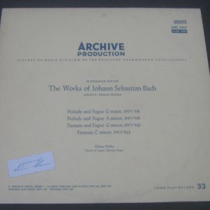 HELMUT WALCHA – Bach Organ Works  ARCHIVE ARC 3017 lp EX
