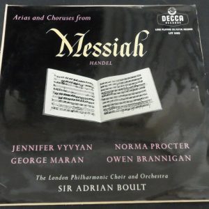 Handel ‎- Messiah Arias & Choruses Boult Decca ‎ LXT 5383 lp