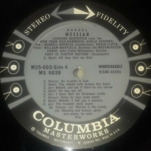 Handel – Messiah Leonard Bernstein Columbia 6 Eye M2S 603 2 LP