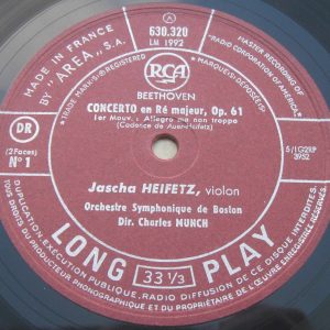 Jascha Heifetz – Munch : Beethoven Violin Concerto RCA 630 320 ( LM 1992 ) lp