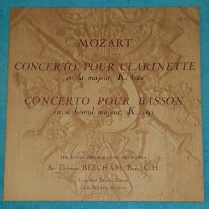 Mozart – Clarinet & Bassoon Concertos Beecham Brooke Brymer  HMV FALP 657 LP