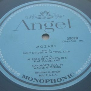 Mozart – Complete Works For Piano Solo Gieseking Angel 35078 lp