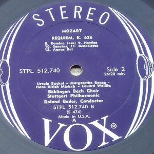 Mozart ‎– Requiem K. 626 Roland Bader Vox STPL 512.740 LP