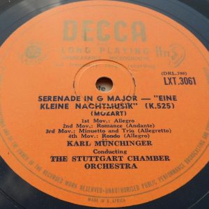 Mozart Serenade / Divertimento  Munchinger Decca LX 3061 10″ ed1 lp ex