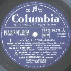 Puccini – Heroines  Maria Callas  –  Soprano  Columbia  FCX  30079 lp