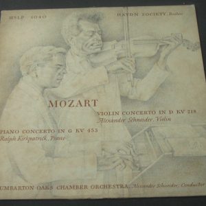 Schneider / Kirkpatrick – Mozart Violin / Piano Concerto . HSLP 1040 1951 lp