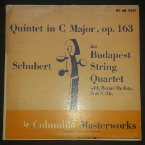 Schubert : String Quartet  the Budapest Quartet  Columbia ML 4437 6-Eye lp