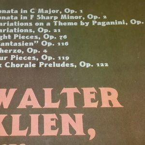 Walter Klien ‎- Brahms Piano Music Complete   Vox SVBX 5431 3 LP Box EX