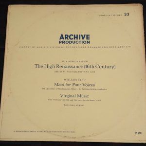 William Byrd ?- Mass For Four Voices / Virginal Music McKie Archive 14301 LP