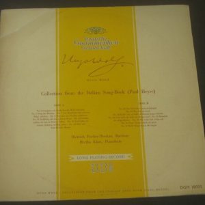 Wolf Italian Song Book Fischer Dieskau / Klust DGG DGM 18005 LP 50’s Tulips