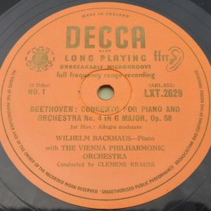 Beethoven Piano Concerto Backhaus Krauss Decca Gold label LXT 2629 LP ED1