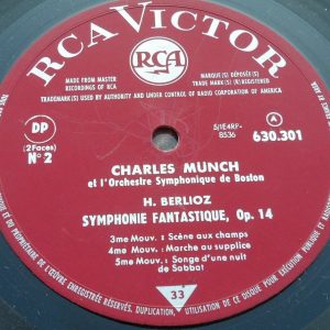 Berlioz – Symphonie Fantastique Charles Munch RCA A 630.301 ED1 lp ex