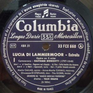 Columbia 33 FCX 660 Donizetti – Lucia Di Lammermoor hlts Maria Callas / Serafin