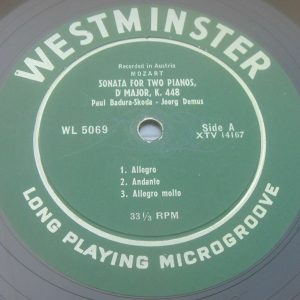 DEMUS & BADURA-SKODA – Mozart / Bach Westminster WL 5069 US-51 LP ED1