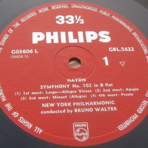 Haydn   Symphony No. 102 / 96  Bruno Walther Philips GBL 5622 LP EX