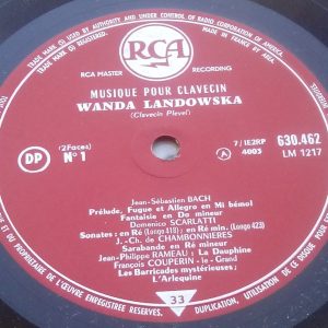 LANDOWSKA – BACH , SCARLATTI , RAMEAU , COUPERIN , PURCELL RCA 630.462 LP EX