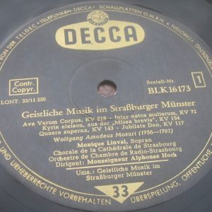 Linval Monique Hoch Alphonse / Mozart : Sacred Works Decca BLK 16173 LP