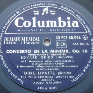 Lipatti – Schumann / Grieg . Karajan / Galliera Columbia ?33FCX 30096 lp