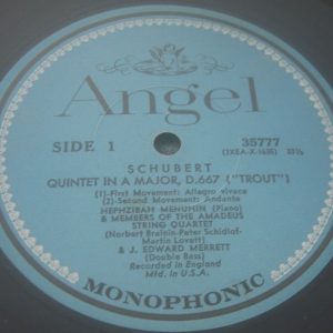 MENUHIN Schubert Trout Quintet Amadeus Quartet Angel  35777 LP