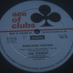Mendelssohn Overtures Carl Schuricht Decca Ace Of Clubs ACL 33 LP