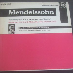 Mitropoulos – Mendelssohn Symphonies 3 & 5 Columbia ML 4864 6 Eye LP 50’s RARE