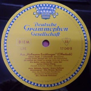 Offenbach ‎– Hoffmanns Erzählungen  DGG  LPE 17049 Tulips lp