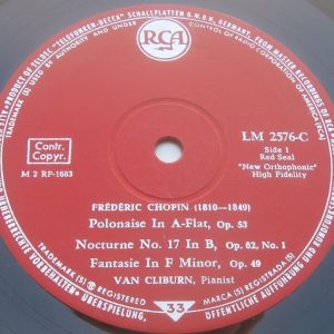 Van Cliburn ‎– Piano My Favorite Chopin RCA LM 2576-C Germany 60’s lp EX