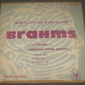 BRAHMS Quartet for Piano & Strings Curzon BUDAPEST QUARTET Columbia ML 4630 ED1