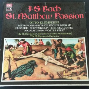 Bach Matthew Passion Klemperer Schwarzkopf EMI SLS 827 4 LP EX