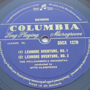 Beethoven Fidelio / Leonore Overture KLEMPERER Columbia Blue/Gold 33CX 1270 lp