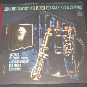 Brahms Clarinet & Strings Quintet Reger  De Peyer Melos Ensemble Angel 36280 lp