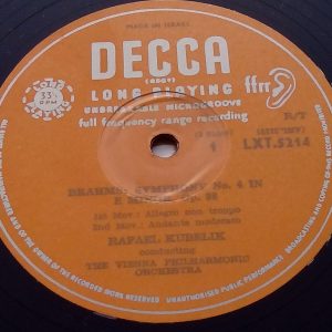 Brahms Symphony No. 4 Kubelik Decca LXT 5214 LP ED1 EX