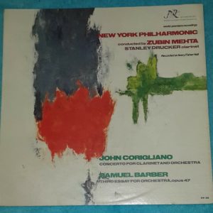 Corigliano – Clarinet Concerto Barber ‎- Third Essay Drucker ,  Mehta   ‎LP EX