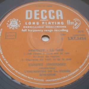 Debussy La Mer / Prelude Ravel  Rapsodie Espagnole  Ansermet. Decca LXT 5424 LP