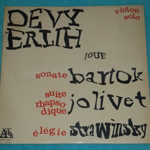 Devy Erlih – Violin Recital Bartok, Jolivet, Stravinsky ADES 15502 LP Rare !