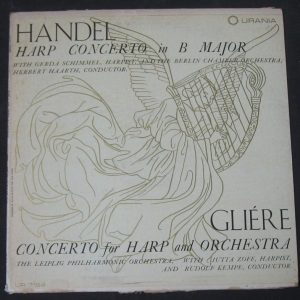 HANDEL / GLIERE  Harp Concerto . Schimmel , Zoff , Haarth , Kempe . Urania lp