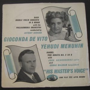 HMV BLP 1046 De Vito Menuhin Bach Handel 10″ lp RARE
