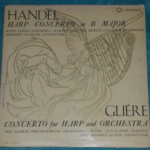Handel / Gliere  – Harp Concertos Haarth Kempe Schimmel Zoff Urania UR 7164 LP